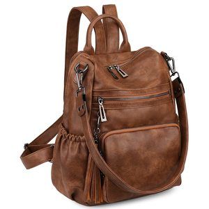 Travel Backpack Purse for Women Vegan Leather Ladies Fashion Tassel Shoulder🐤